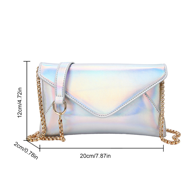 Γυναικεία βραδινή τσάντα Μεταλλική δερμάτινη αλυσίδα φακέλου Clutch πορτοφόλια Κομψή έξοχη casual χιαστί τσάντα Fashion Dinner Bag