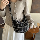 Vintage γυναικεία casual τσάντα ώμου μασχάλες καρό μοτίβο εκτύπωσης μικρή τσάντα χιαστί τσάντα γυναικεία αλυσίδα Leisure τσάντες