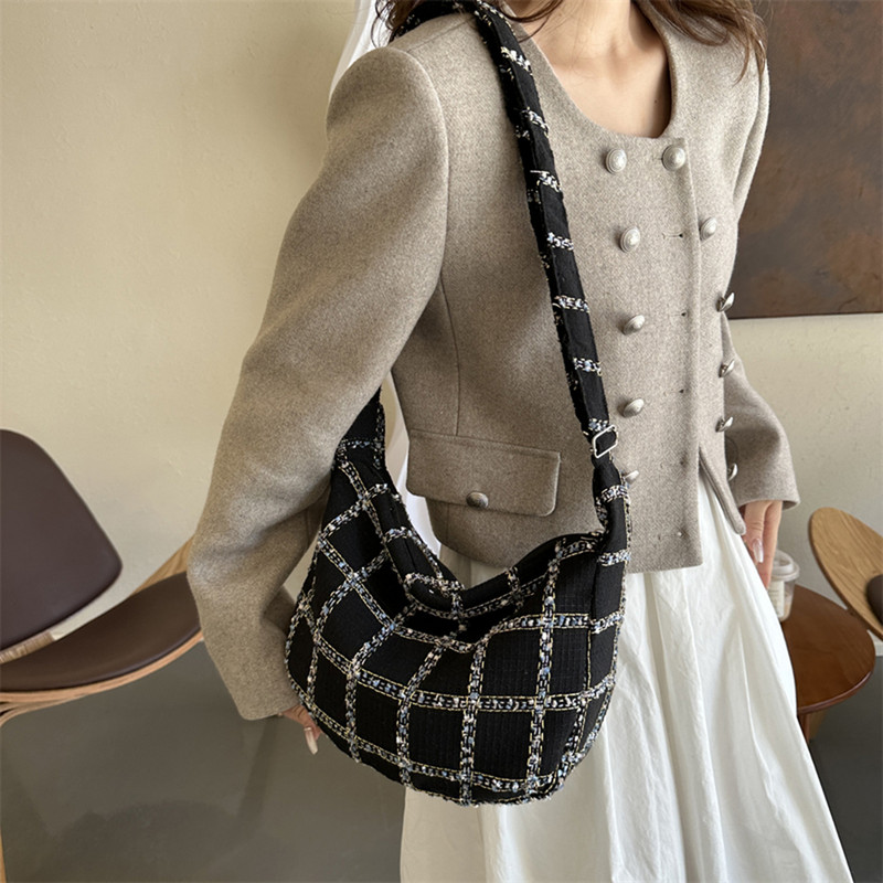 Vintage γυναικεία casual τσάντα ώμου μασχάλες καρό μοτίβο εκτύπωσης μικρή τσάντα χιαστί τσάντα γυναικεία αλυσίδα Leisure τσάντες