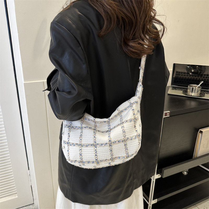 Vintage γυναικεία casual τσάντα ώμου μασχάλες καρό μοτίβο εκτύπωσης μικρή τσάντα χιαστί τσάντα γυναικεία αλυσίδα Leisure τσάντες