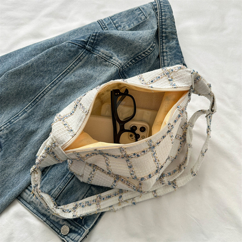 Vintage γυναικεία casual τσάντα ώμου μασχάλες καρό μοτίβο εκτύπωσης μικρή τσάντα χιαστί τσάντα γυναικεία αλυσίδα Leisure τσάντες