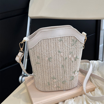 Γυναικεία τσάντα λαβή Μόδα υφασμένη τσάντα χιαστί Τσάντες Τσάντες υψηλής χωρητικότητας Τσάντα με βελονάκι Τσάντα παραλίας με κούφιο φερμουάρ που κλείνει