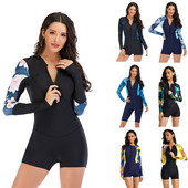 Diving One Piece Μαγιό τύπωμα μακρυμάνικο Γυναικείο Αθλητικό μαγιό Μαγιό Rash Guard Κοστούμι Surfing Rashguard UV Protect