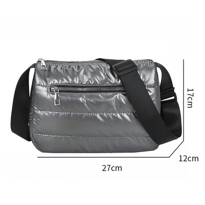 Geantă matlasată căptușită din nailon la modă pentru femei, geantă de umăr din bumbac spațial de iarnă, moale, pufoasă, neagră, geantă de mână pentru cumpărător de femei