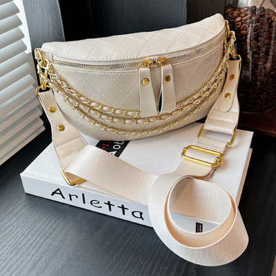 Geantă de umăr din PU Geantă moale de tip Sling Geantă Sling Bag Fanny Pack Lady Street Trend Genți de curea Poșetă din piele vegană Curea de piept