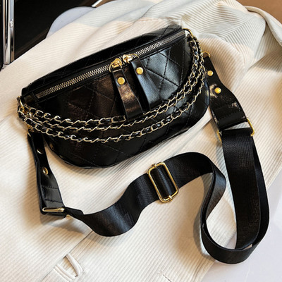 Geantă de umăr din PU Geantă moale de tip Sling Geantă Sling Bag Fanny Pack Lady Street Trend Genți de curea Poșetă din piele vegană Curea de piept