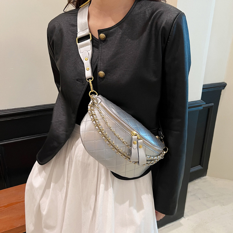 Geantă de umăr din PU Geantă moale de tip Sling Geantă Sling Bag Fanny Pack Lady Street Trend Genți de curea Poșetă din piele vegană Curea de piept