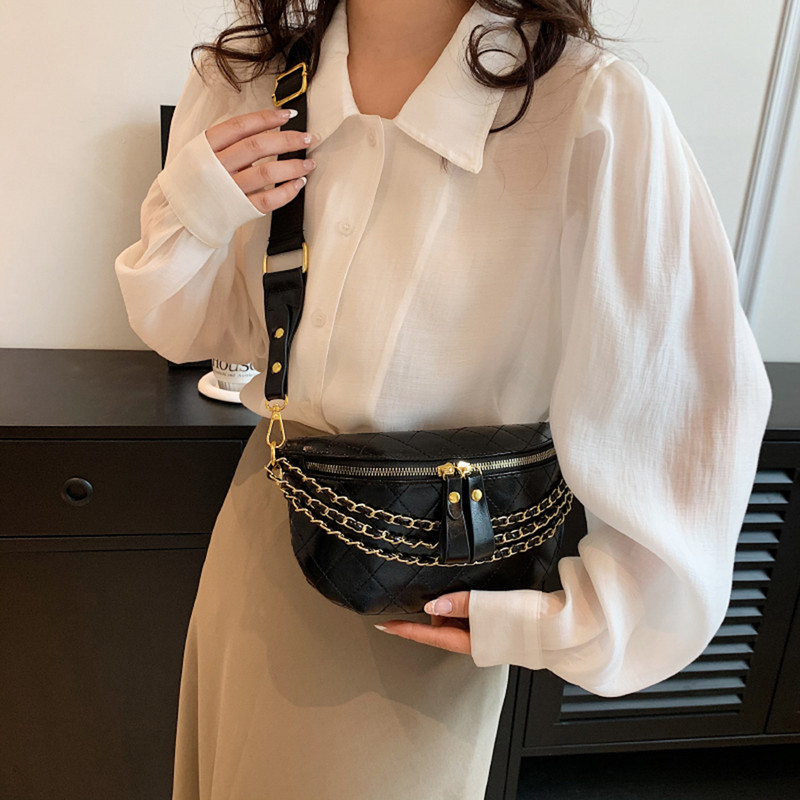 Geantă de umăr din PU Geantă moale de tip Sling Geantă Sling Bag Fanny Pack Lady Street Trend Genți de curea Poșetă din piele vegană Curea de piept