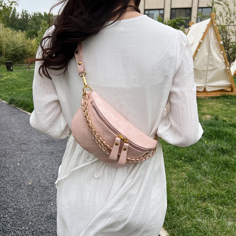 Geantă de umăr din PU Geantă moale de tip Sling Geantă Sling Bag Fanny Pack Lady Street Trend Genți de curea Poșetă din piele vegană Curea de piept