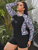 Γυναικείο Γυναικείο Μαγιό One Piece Αθλητικό Γυναικείο φερμουάρ Μπροστινό Κοστούμι γυμναστικής για σέρφινγκ Μακρυμάνικο ρούχα παραλίας