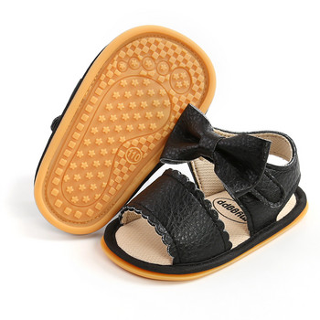 Летни обувки за новородено бебе Противоплъзгащи се меки и удобни бебешки сандали Кожени обувки за момиченце Bow First Walker Обувки за малко дете