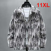 Vintage Τζιν Μπουφάν Ανδρικό Μπουφάν Cargo Plus Size 10XL 11XL Παλτό Μόδα Casual Gradient Tie Dyeing Τζιν Παλτό Ανδρικό Μεγάλο Μέγεθος 11XL