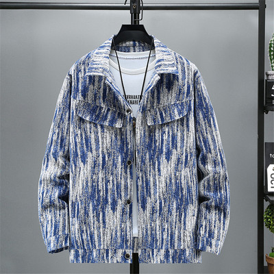 Vintage Τζιν Μπουφάν Ανδρικό Μπουφάν Cargo Plus Size 10XL 11XL Παλτό Μόδα Casual Gradient Tie Dyeing Τζιν Παλτό Ανδρικό Μεγάλο Μέγεθος 11XL