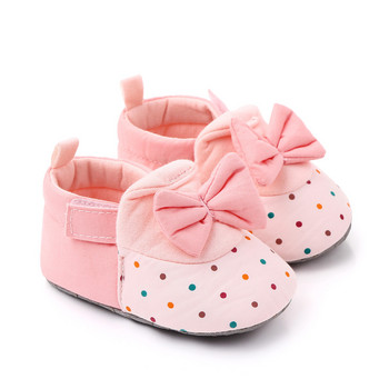 Βρεφικά παπούτσια για νεογέννητο κοριτσάκι Άνοιξη φθινόπωρο Γλυκά χαριτωμένα αντιολισθητικά παιδικά παπούτσια Μεγάλο φιόγκο Πλεκτό παπούτσι κούνιας για νήπια First Walkers 0-18M