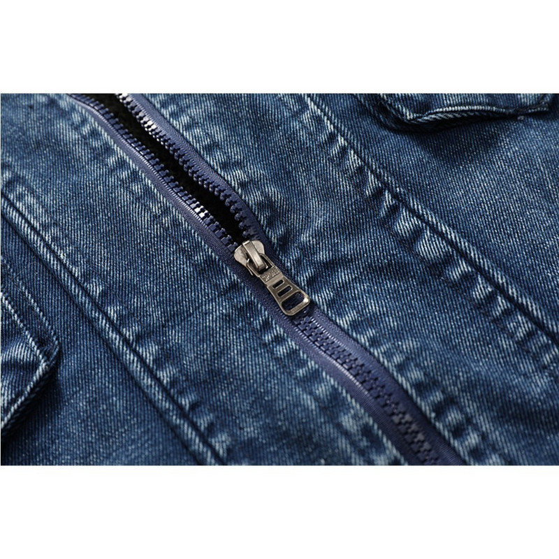 Toamnă și iarnă pentru bărbați fleece jachetă albastră caldă din denim pălărie la modă cu guler detașabil îmbrăcăminte exterioară ocazională cu glugă jachete din denim