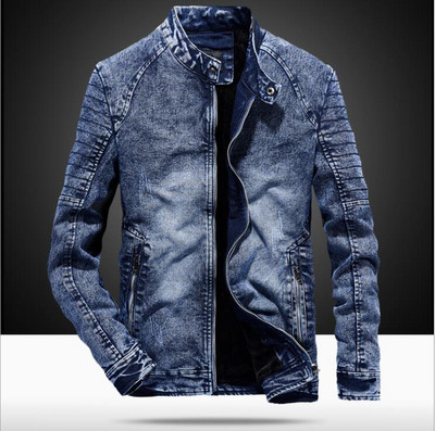Jachetă de blugi vintage pentru bărbați, de culoare solidă, de culoare solidă, pentru bărbați. Jachetă de blugi retro pentru bărbați
