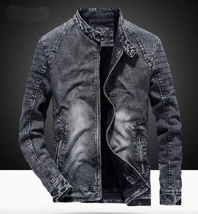 Jachetă de blugi vintage pentru bărbați, de culoare solidă, de culoare solidă, pentru bărbați. Jachetă de blugi retro pentru bărbați
