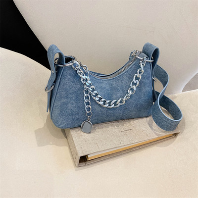 Νέα μοντέρνα δημοφιλής τζιν εξατομικευμένη σχεδίαση Τσάντα ώμου με εξαιρετική υφή Τσάντα ώμου Y2k Μικρή αλυσίδα για τσάντες χιαστί