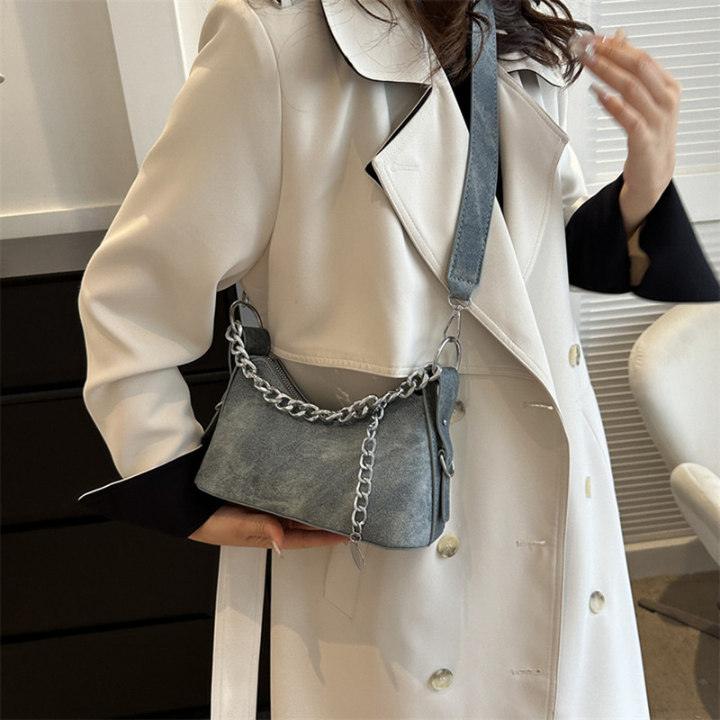 Νέα μοντέρνα δημοφιλής τζιν εξατομικευμένη σχεδίαση Τσάντα ώμου με εξαιρετική υφή Τσάντα ώμου Y2k Μικρή αλυσίδα για τσάντες χιαστί