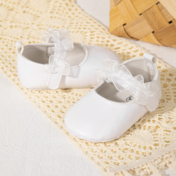 KIDSUN Бебешки обувки Бебешки обувки за момиченце принцеса Нехлъзгащи се плоски обувки First Walker Обувки за новородено Дантелена панделка Декор Mary Janes