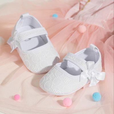 KIDSUN Βρεφικά παπούτσια Βρεφικά παπούτσια για νήπιο κορίτσι Πριγκίπισσα Φόρεμα Αντιολισθητικά Flat First Walker Παπούτσια Νεογέννητα Δαντελένια Διακόσμηση με κορδέλα Mary Janes