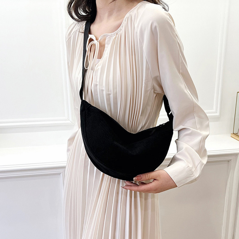 Fashion Corduroy Casual Hobos Τσάντα στήθους Τσάντα μασχάλης Τσάντα χιαστί για γυναίκες Φοιτητική Τσάντα ώμου χιαστί