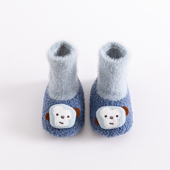 Φθινοπωρινά χειμερινά νέα βρεφικά παπούτσια Παχύ κοραλλιογενές δέρας Νεογέννητα αντιολισθητικά χαριτωμένες ζεστές κάλτσες Κινούμενα σχέδια για αγόρι μωρό κοριτσάκι Παπούτσια για νήπια