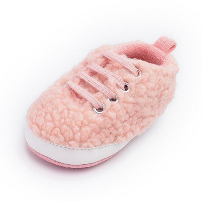 Νέα παχιά βελούδινα αθλητικά παπούτσια μωρά με κορδόνια Αντιολισθητικά παπούτσια για νήπια με μαλακή σόλα Παπούτσια για μωρά First Walkers Βαμβακερά παπούτσια