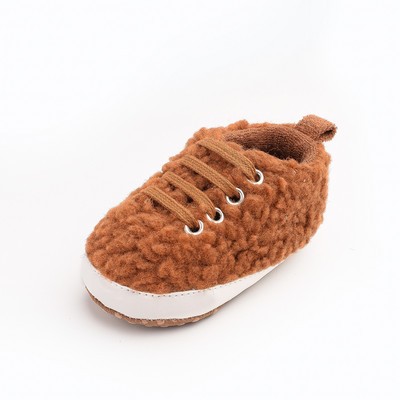 Νέα παχιά βελούδινα αθλητικά παπούτσια μωρά με κορδόνια Αντιολισθητικά παπούτσια για νήπια με μαλακή σόλα Παπούτσια για μωρά First Walkers Βαμβακερά παπούτσια