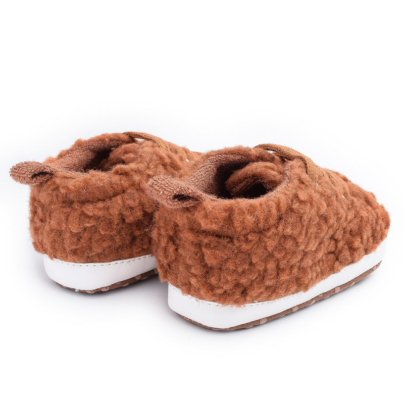 Νέα παχιά βελούδινα αθλητικά παπούτσια μωρά με κορδόνια Αντιολισθητικά παπούτσια για νήπια με μαλακή σόλα Παπούτσια για μωρά First Walkers Βαμβακερά παπούτσια