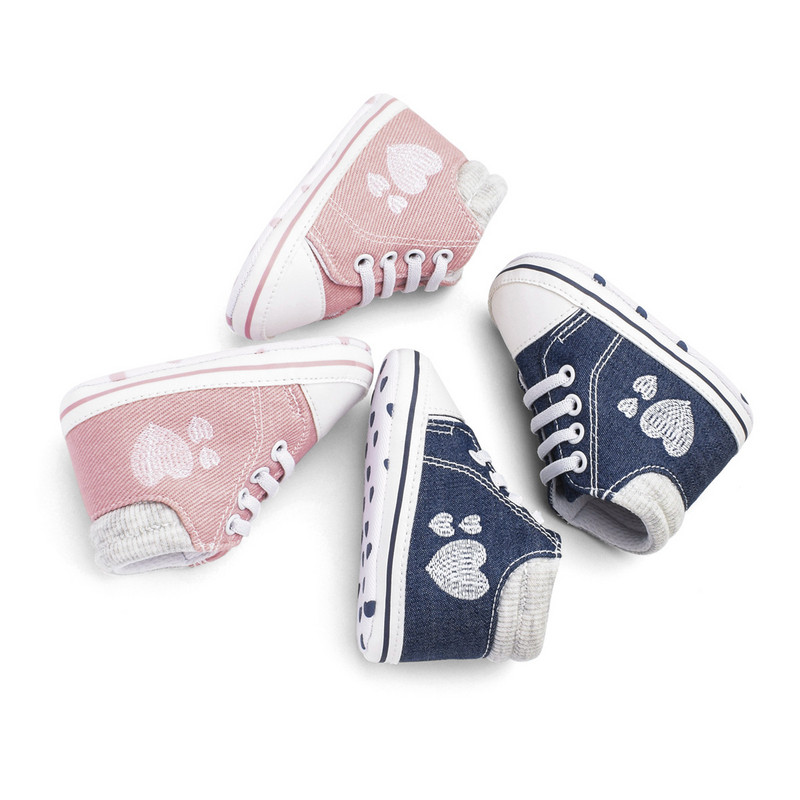 Baby Canvas Classic Sneakers Νεογέννητο τζιν κεντημένο Love Sports Baby Boys Girls First Walkers Shoes Βρεφικά παπούτσια για νήπια