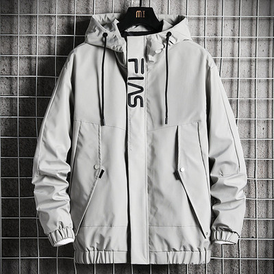 Jachetă de vânt pentru bărbați, de culoare solidă, jachete groase, haine, toamnă, primăvară, modă, ocazional, jachetă cargo cu glugă, pentru bărbați, verde, neagră