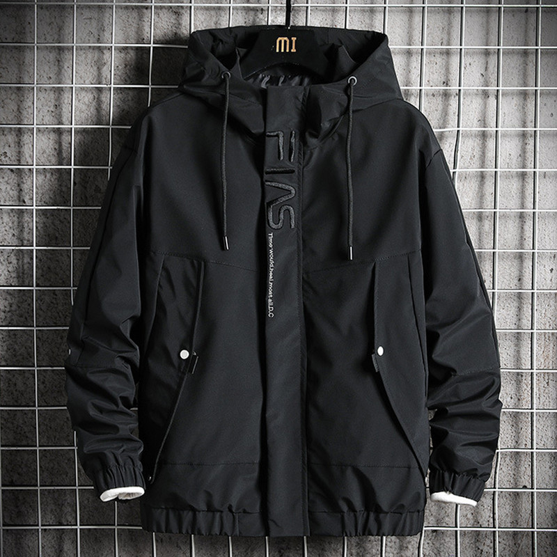 Jachetă de vânt pentru bărbați, de culoare solidă, jachete groase, haine, toamnă, primăvară, modă, ocazional, jachetă cargo cu glugă, pentru bărbați, verde, neagră
