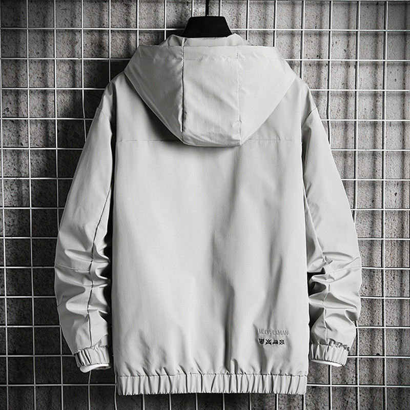 Jachetă de vânt pentru bărbați, de culoare solidă, jachete groase, haine, toamnă, primăvară, modă, ocazional, jachetă cargo cu glugă, pentru bărbați, verde, neagră