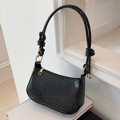 Γυναικεία μοδάτη τσάντα χειρός Μαλακή PU Crocodile με μοτίβο Messenger Τσάντα μονόχρωμη Casual φερμουάρ Ελαφρύ για δώρο γενεθλίων