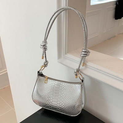 Γυναικεία μοδάτη τσάντα χειρός Μαλακή PU Crocodile με μοτίβο Messenger Τσάντα μονόχρωμη Casual φερμουάρ Ελαφρύ για δώρο γενεθλίων