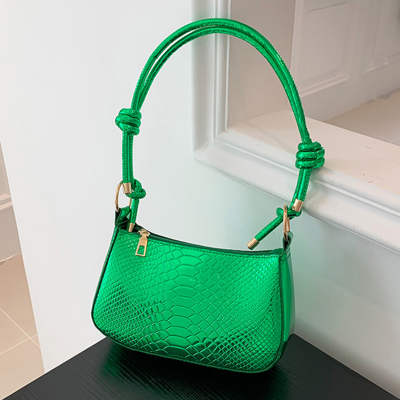 Γυναικεία μοδάτη τσάντα χειρός Μαλακή PU Crocodile με μοτίβο Messenger Τσάντα μονόχρωμη Casual φερμουάρ Ελαφρύ για δώρο γενεθλίων
