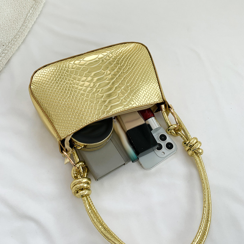 Γυναικεία μοδάτη τσάντα χειρός Μαλακή PU Crocodile με μοτίβο Messenger Τσάντα μονόχρωμη Casual φερμουάρ Ελαφρύ για δώρο γενεθλίων