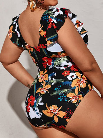 2023 Ruffle Μαγιό One Piece Large Plus Size Μαγιό Γυναικεία ρούχα παραλίας με στάμπα Bathers Μαγιό Γυναικείο 4XL