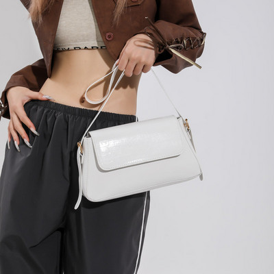 Μόδα τσάντα ώμου για γυναίκες 2023 Φωτεινή PU δερμάτινη τσάντα μασχάλης Εξαιρετική μονόχρωμη τσάντα μασχάλης Ρετρό τσάντα με λαβή επάνω