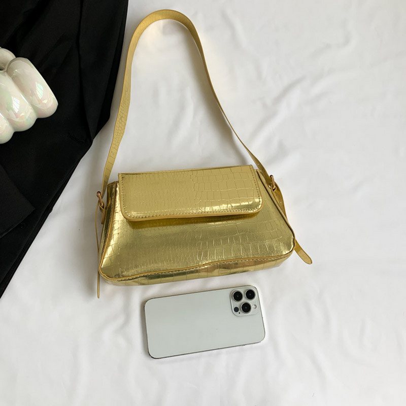 Μόδα τσάντα ώμου για γυναίκες 2023 Φωτεινή PU δερμάτινη τσάντα μασχάλης Εξαιρετική μονόχρωμη τσάντα μασχάλης Ρετρό τσάντα με λαβή επάνω