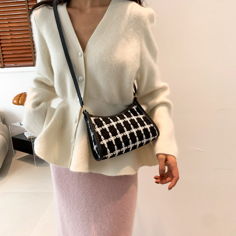 Φορητό γυναικείο δερμάτινο πορτοφόλι PU Γυναικεία τσάντες μασχάλης με καρό σχέδιο Γυναικείες τσάντες casual street chain Shoulder Top-handle Clutch 2023