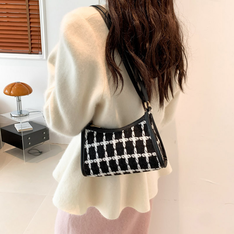 Φορητό γυναικείο δερμάτινο πορτοφόλι PU Γυναικεία τσάντες μασχάλης με καρό σχέδιο Γυναικείες τσάντες casual street chain Shoulder Top-handle Clutch 2023