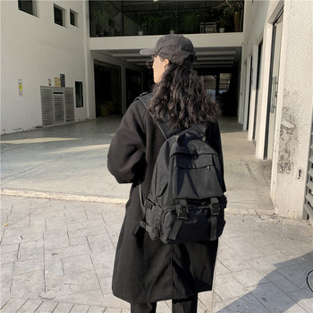 Σακίδια πλάτης Preppy Student Τσάντα πλάτης Τσάντα ταξιδιού με κουμπιά μεγάλης χωρητικότητας Συμπαγής απλή Harajuku Chic Fashion Retro Unisex High Street
