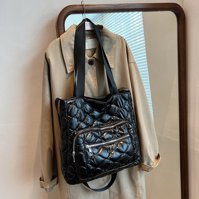 Καπιτονέ γυναικεία τσάντα χιαστί νάιλον χειμερινές τσάντες με λαβή αδιάβροχη μόδα Casual ζεστές τσάντες ώμου τσάντες σχεδιαστών