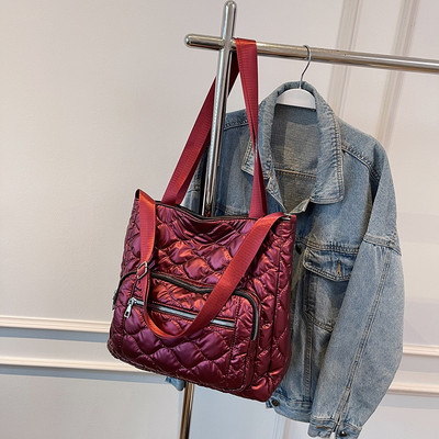 Καπιτονέ γυναικεία τσάντα χιαστί νάιλον χειμερινές τσάντες με λαβή αδιάβροχη μόδα Casual ζεστές τσάντες ώμου τσάντες σχεδιαστών