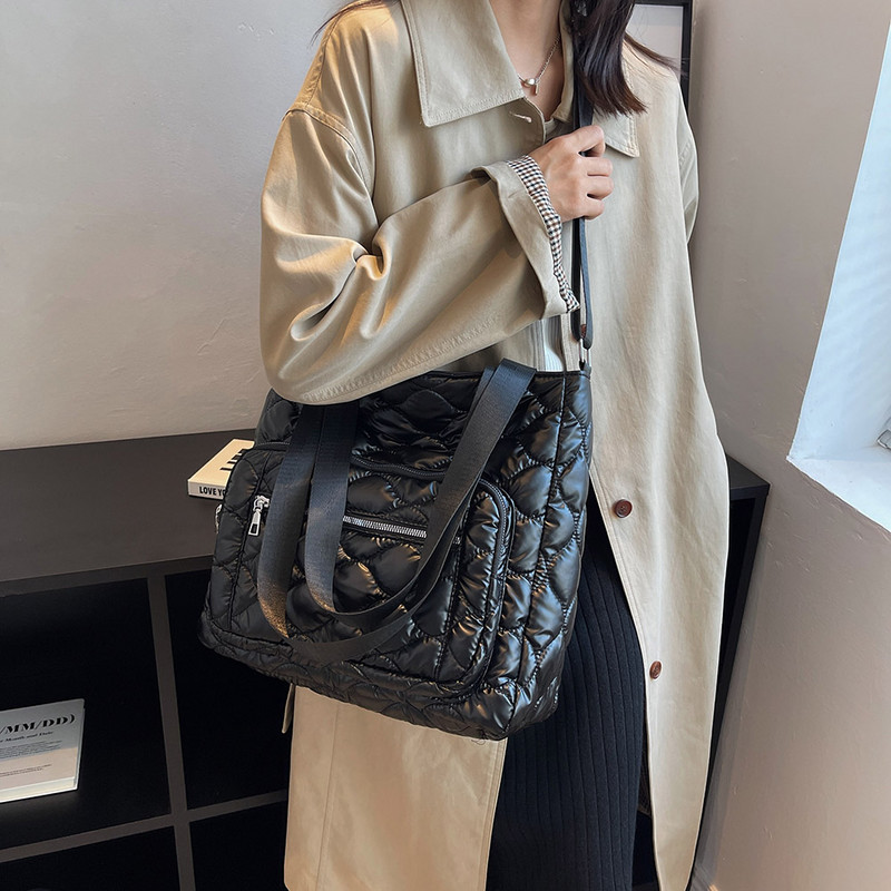 Καπιτονέ γυναικεία τσάντα χιαστί νάιλον χειμερινές τσάντες με λαβή αδιάβροχη μόδα Casual ζεστές τσάντες ώμου τσάντες σχεδιαστών