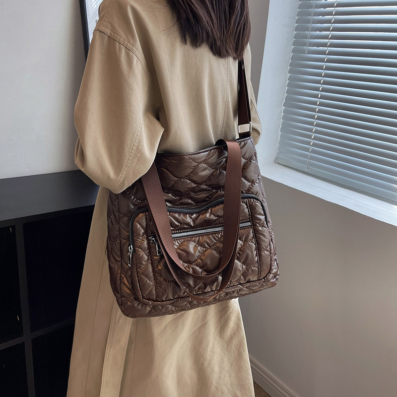 Καπιτονέ γυναικεία τσάντα χιαστί νάιλον χειμερινές τσάντες με λαβή αδιάβροχη μόδα Casual ζεστές τσάντες ώμου τσάντες σχεδιαστών