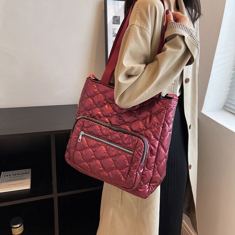 Καπιτονέ γυναικεία τσάντα χιαστί νάιλον χειμερινές τσάντες με λαβή αδιάβροχη μόδα Casual ζεστές τσάντες ώμου τσάντες σχεδιαστών