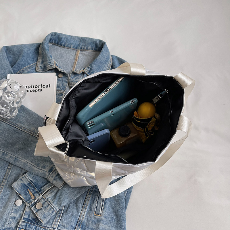 Καπιτονέ γυναικεία τσάντα χιαστί νάιλον χειμερινές τσάντες με λαβή αδιάβροχη μόδα Casual ζεστές τσάντες ώμου τσάντες σχεδιαστών